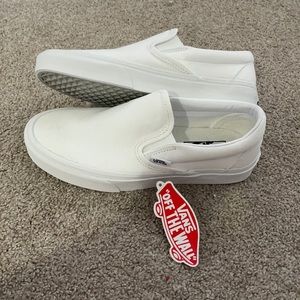 White Slip On Vans